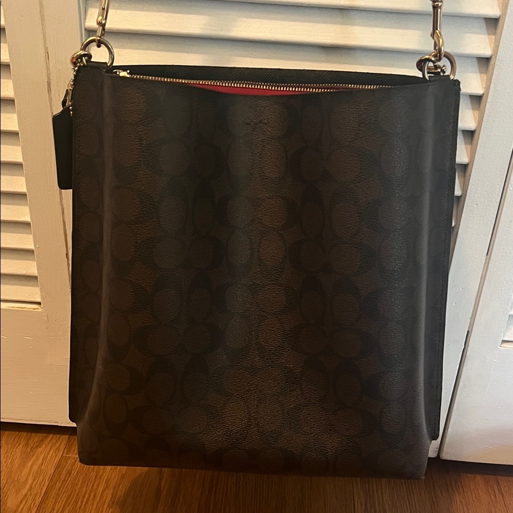 Coach dark brown and Black Crossbody and shoulder Bag 13”x12” - Picture 3 of 15